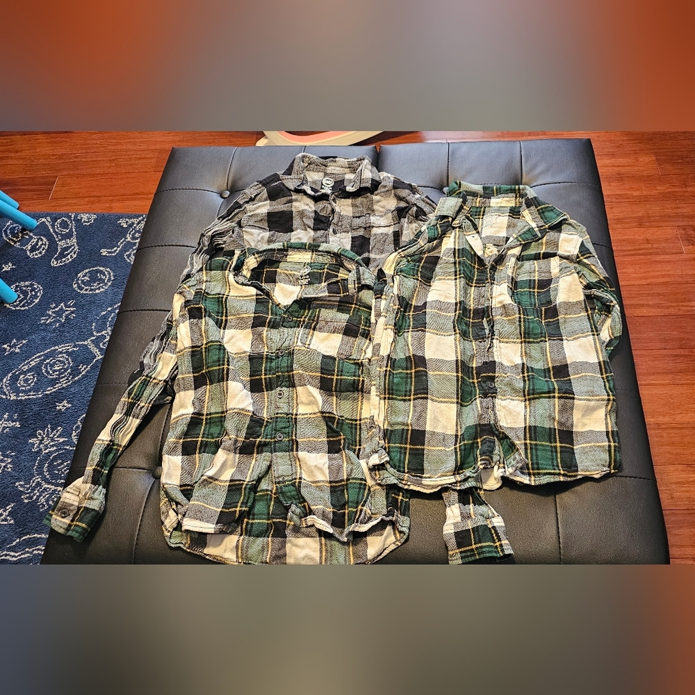 Boys Xl 14 16 Lot Bundle Of Flannel Shirts Euc